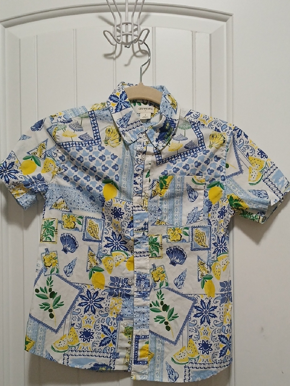 Crewcuts Boys' Yellow & Blue Lemon Print Short-Sleeve Shirt